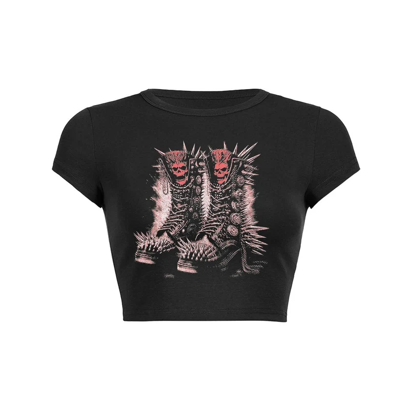 Baby T-shirt met spikes en schedellaarzen