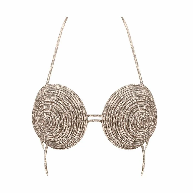 Haltertopje met metalen ketting en contrasterende kralen