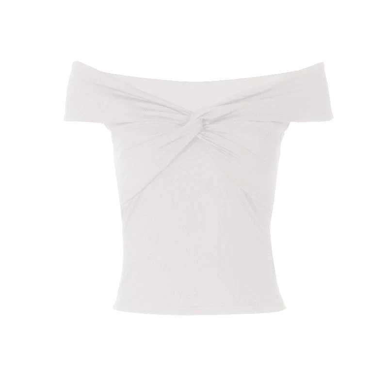 Grunge off-shoulder top met plooien en korte mouwen