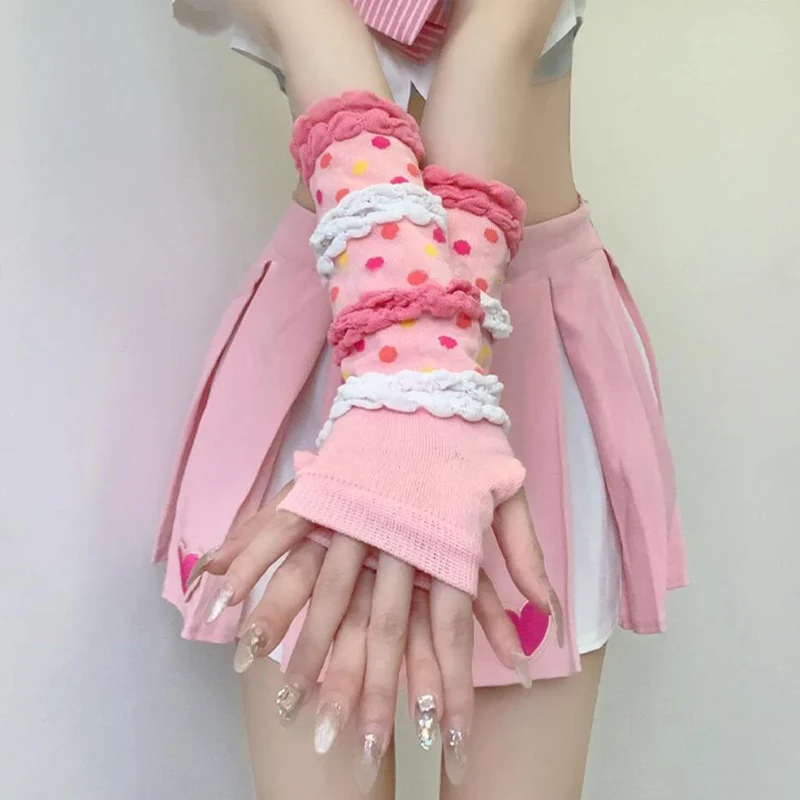 Fairycore handschoenen met stippen en ruches