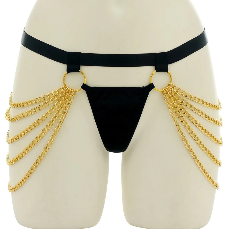 Gotische metalen ketting o-ring harnas broek
