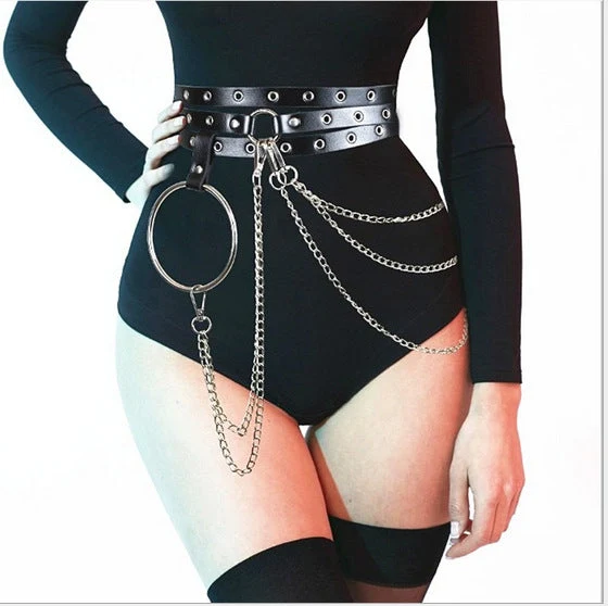 PU leren o-ring metalen ketting onregelmatige riem