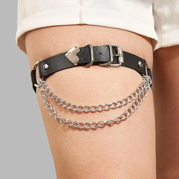 Verstelbare dijband van PU-leer met metalen ketting