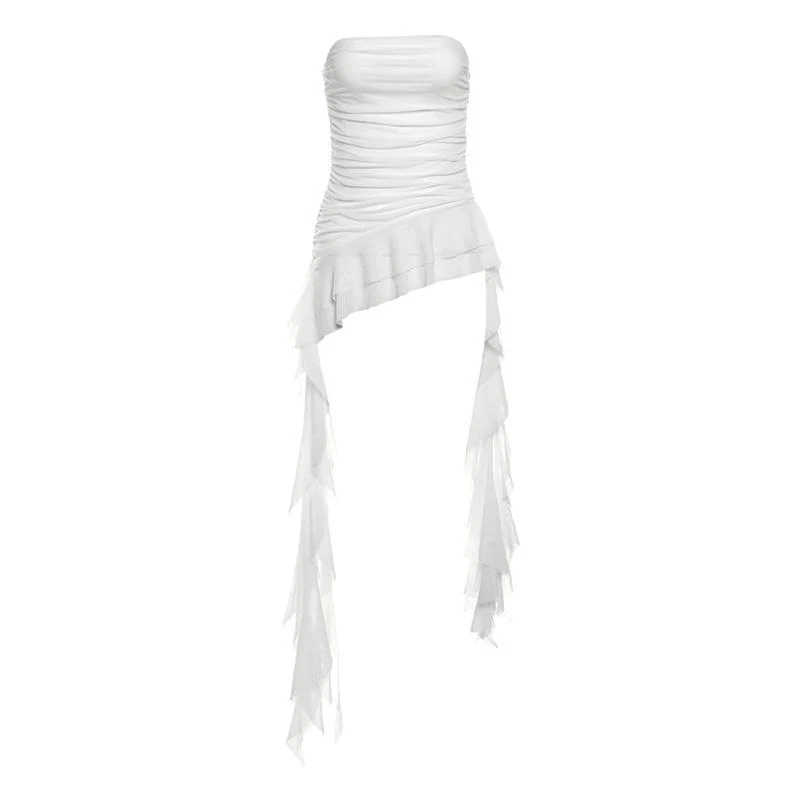 Fairycore gerimpelde mesh tube top