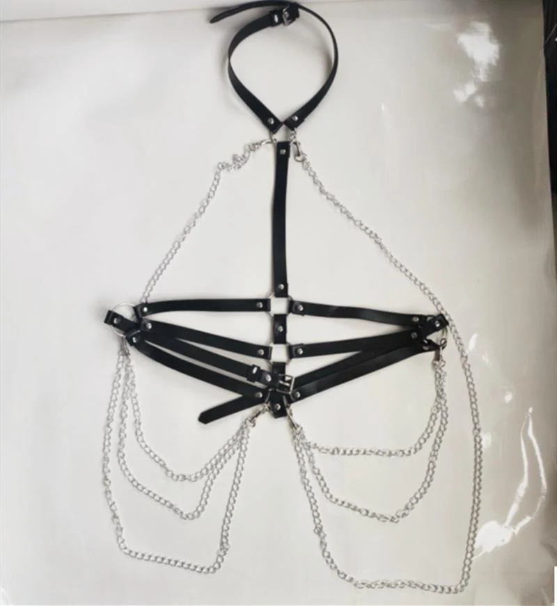 Gotisch harnas van PU-leer met metalen ketting