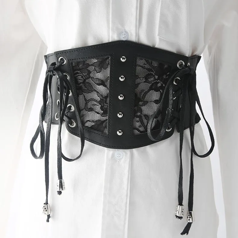 Veter patchwork PU leren korset