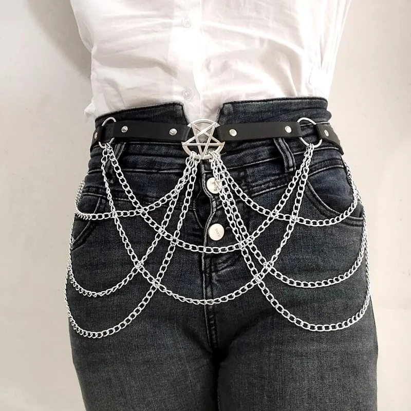 Metalen ketting met sterdecoratie en gelaagde riem