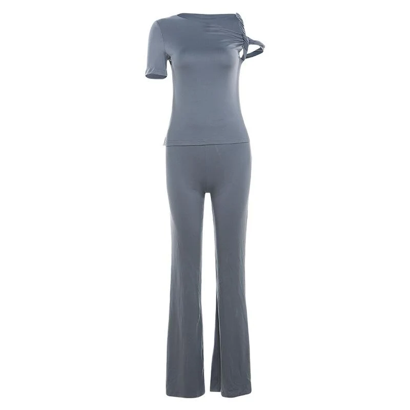 Grunge short sleeve irregular pant set