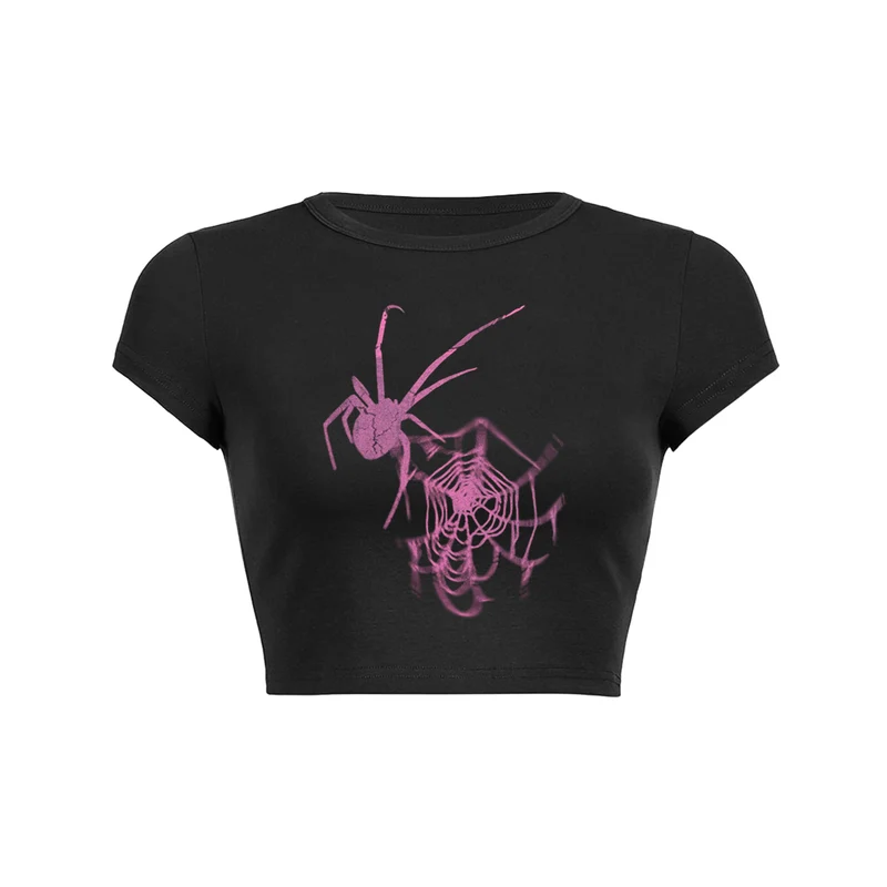Y2K Arachnid Aesthetic Crop Top Baby Tee