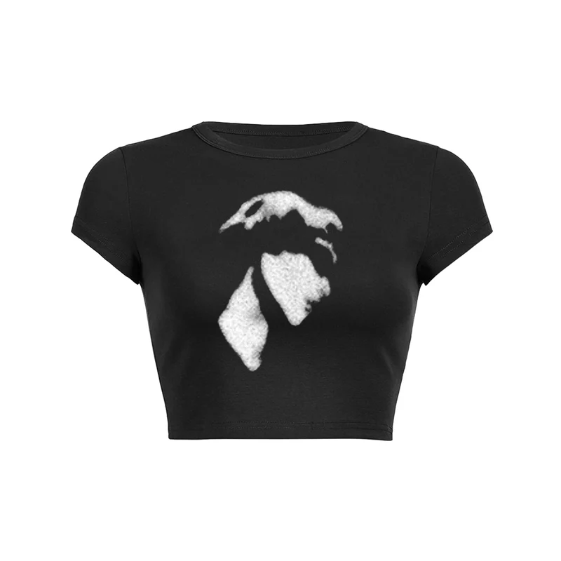 Abstract gezicht crop top baby T-shirt
