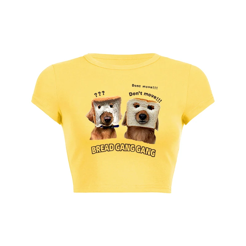 Y2K Broodgezicht Honden Crop Top Baby T-shirt