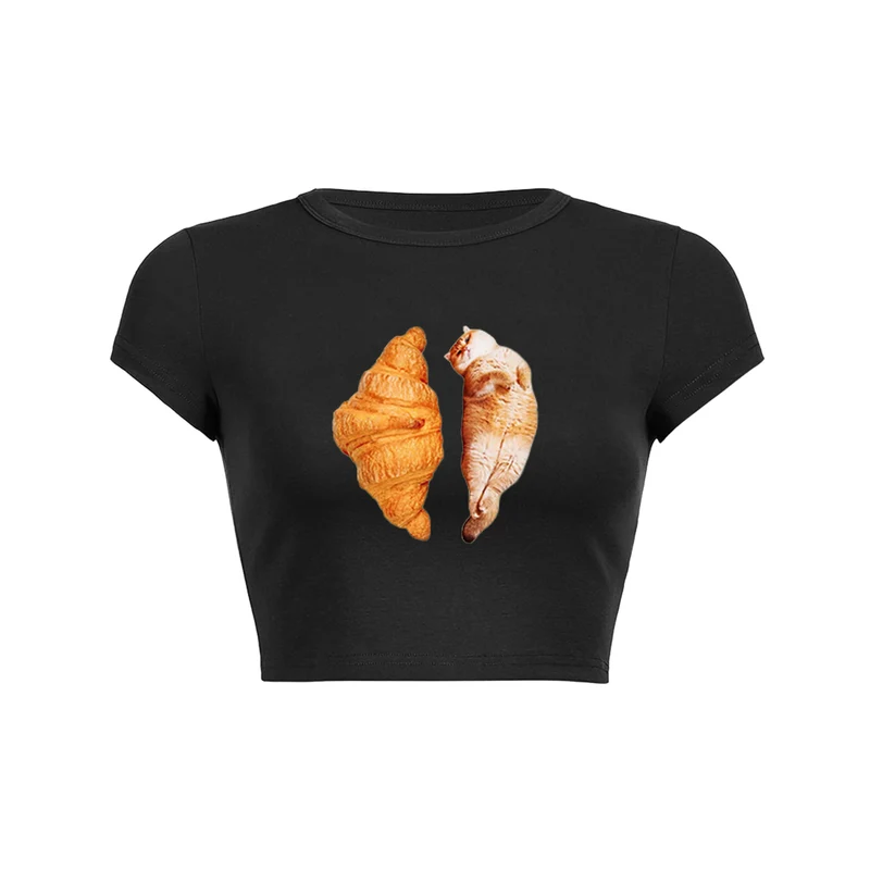 Croissant Cat Crop Top Baby T-shirt