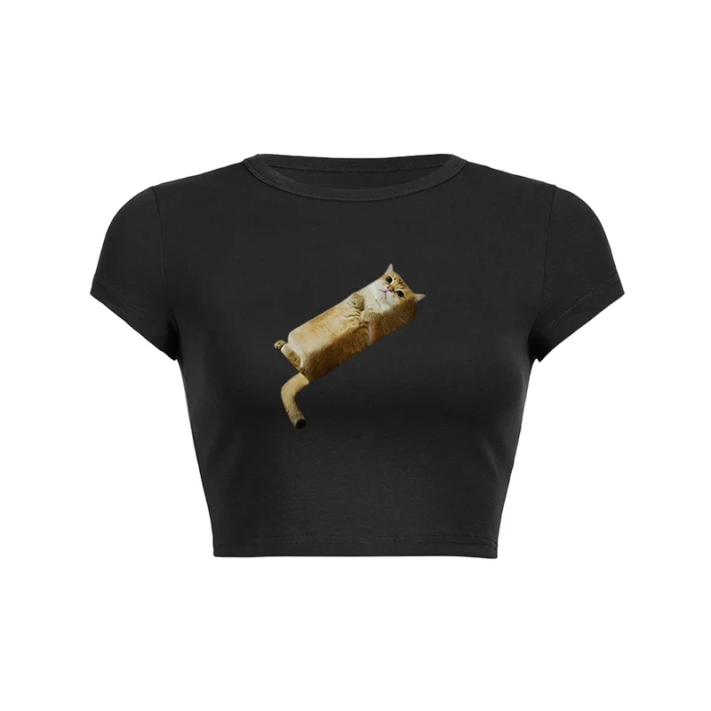 Lazy Cat Crop Top Baby T-shirt