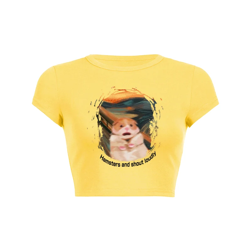 Y2K Schreeuwende Hamster Crop Top Baby T-shirt