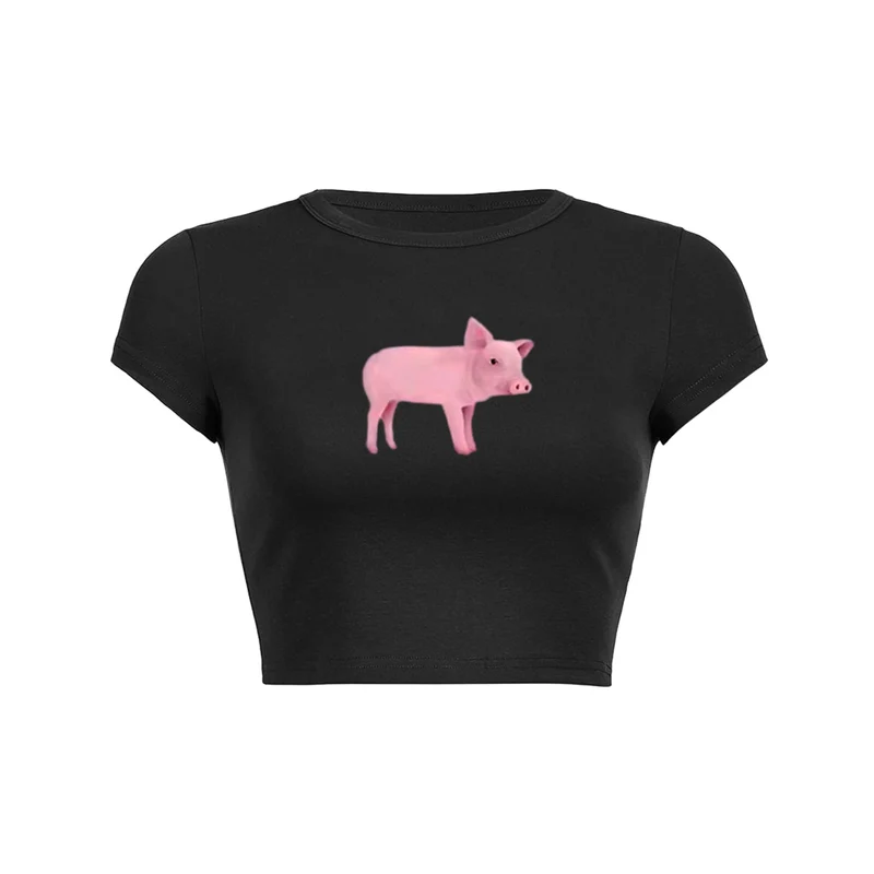 Y2K Adorable Piglet crop top