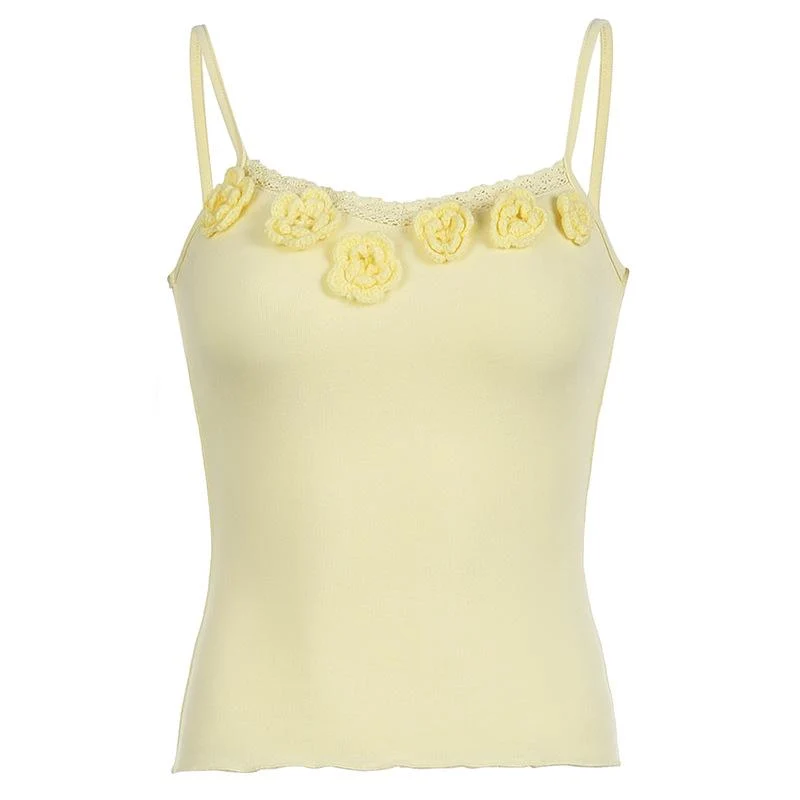 Fairycore cami top met bloemenapplicaties en ruches