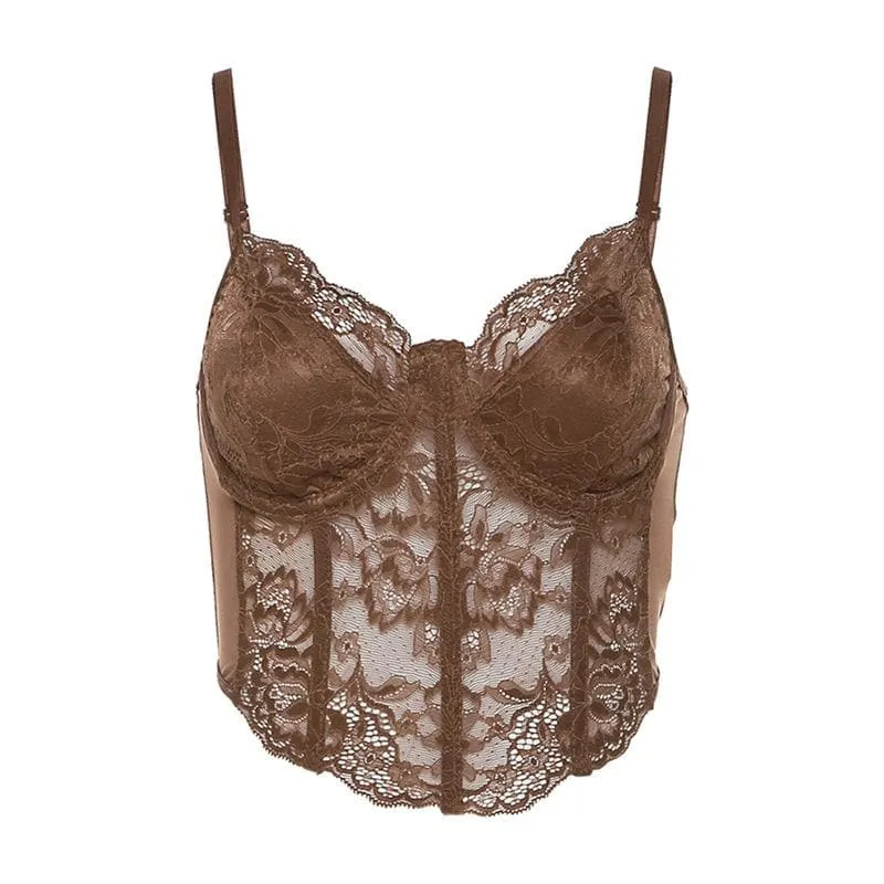 Fairycore V-hals kanten bustier cami top