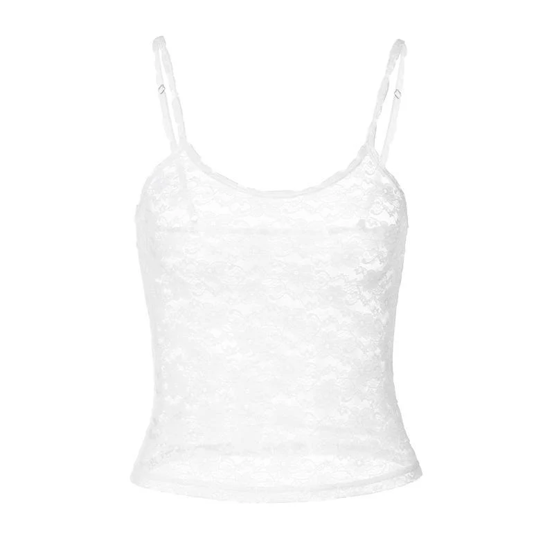 Fairycore see through lace backless cami top
