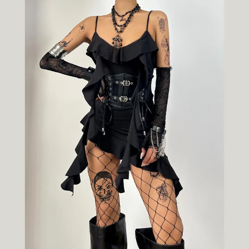 Fairycore cami top met V-hals en onregelmatige ruches