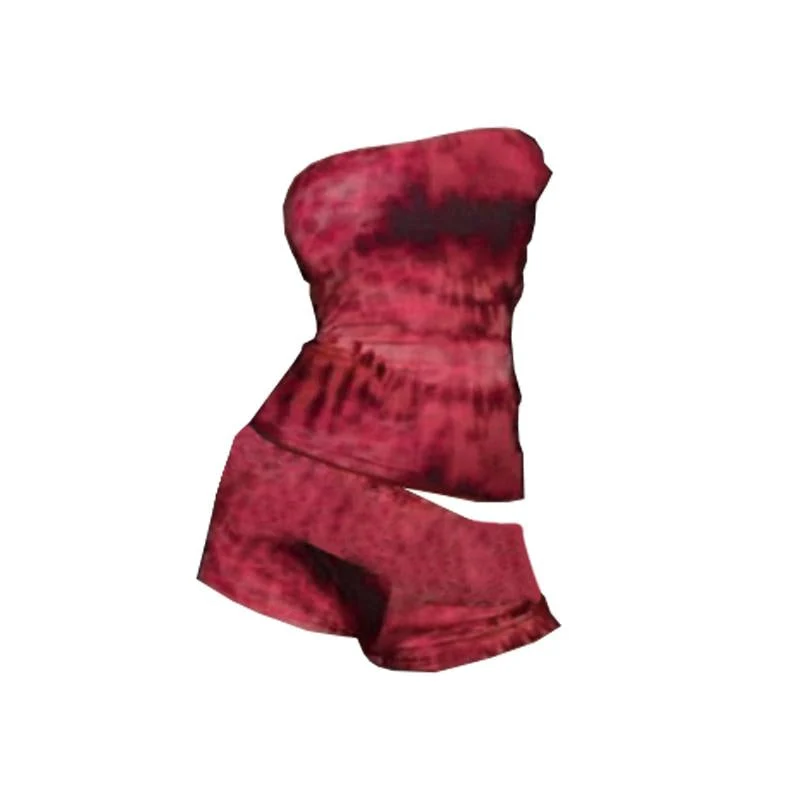 Grunge abstracte print mouwloze tube broek set