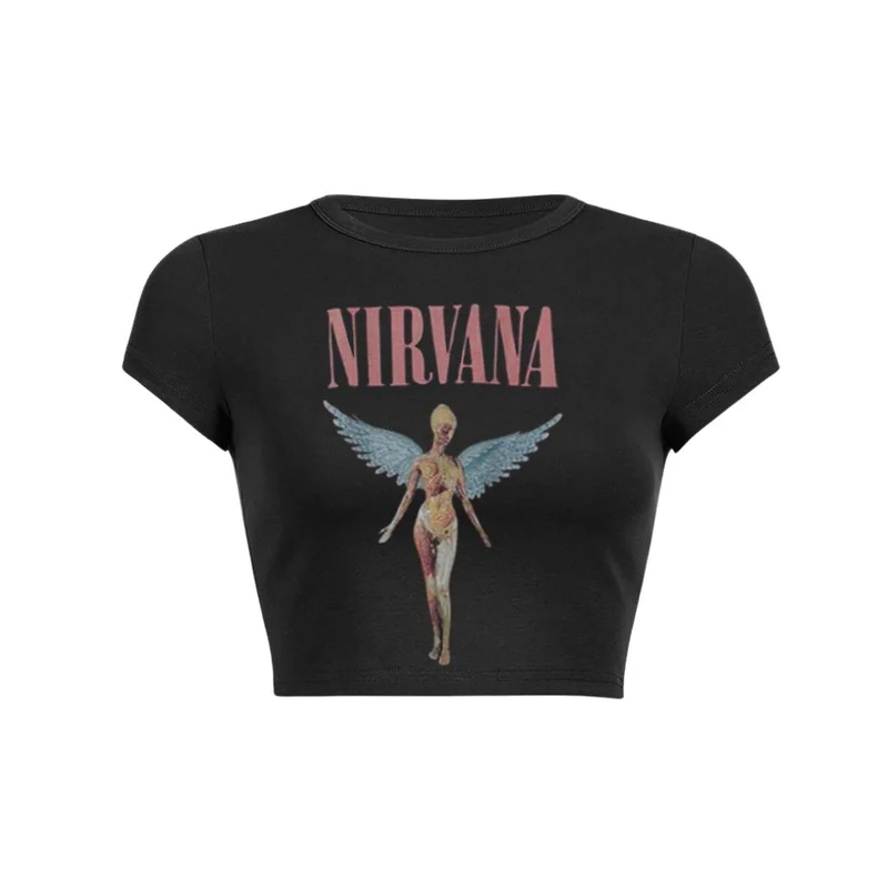 T-shirt met ronde hals en Y2K-hoekprint