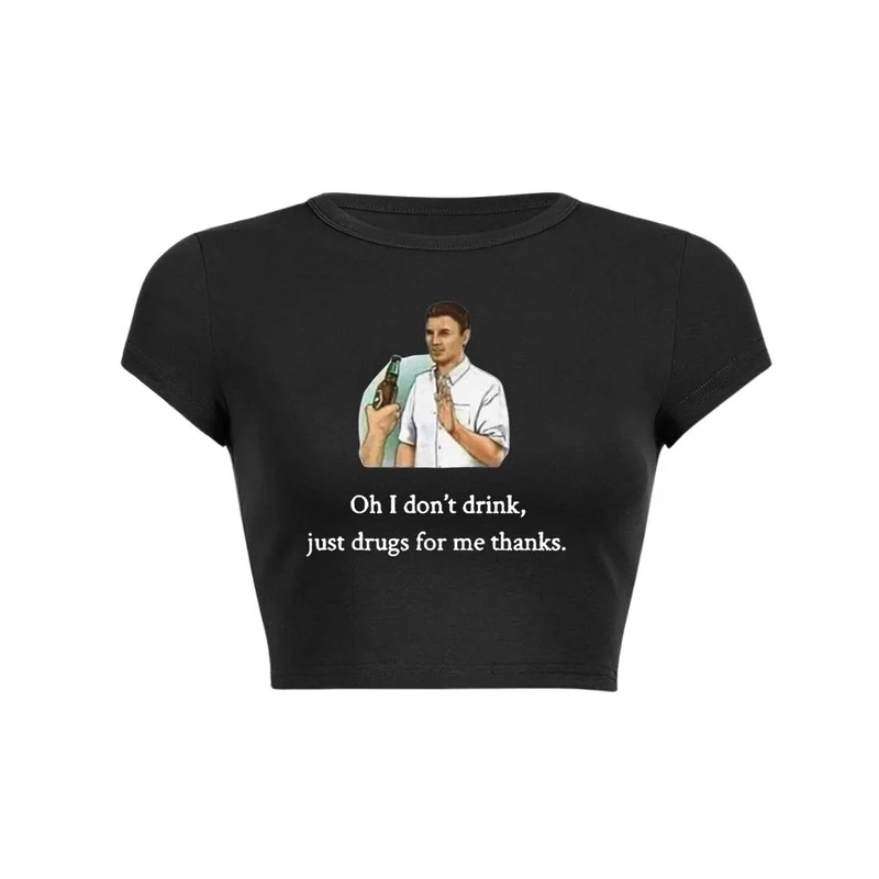 Oh, ik drink niet Y2K Baby Tee Crop Top