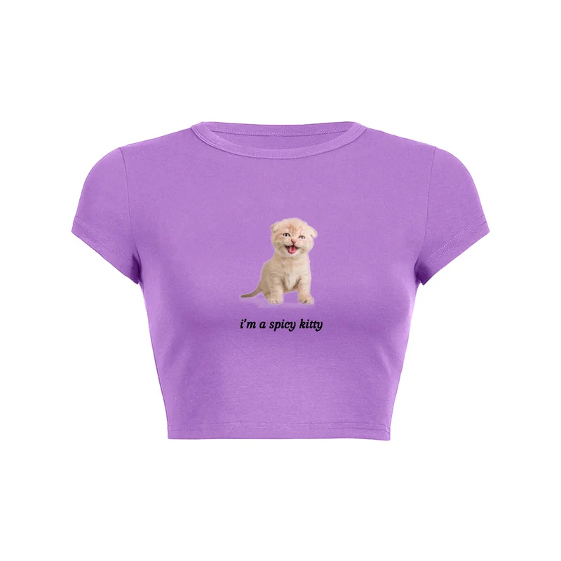 Pittig kattenbaby-T-shirt uit de jaren 90 en 2000, Y2K