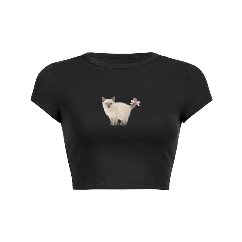 Kitten baby tee jaren 90 2000 y2k mode