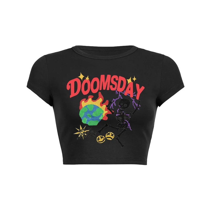 Baby T-shirt met grafische print en schuine schedelletters