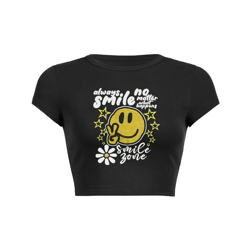 Altijd lachen, wat er ook gebeurt, baby-T-shirt met bloemenprint