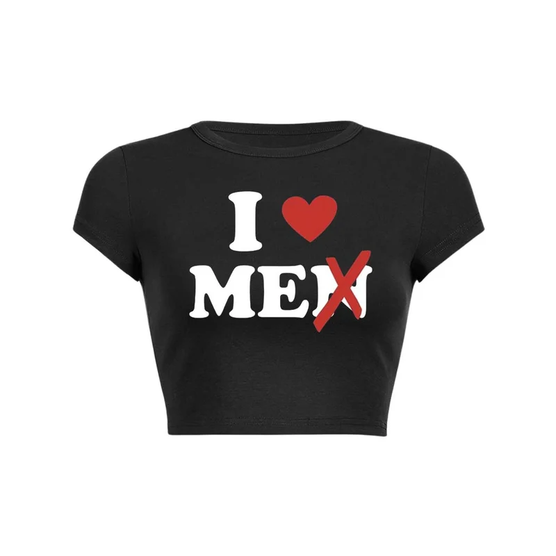Love Me Not Men Y2K Baby T-shirt Crop Top