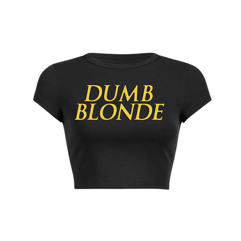 Domme blonde Y2K baby tee crop top