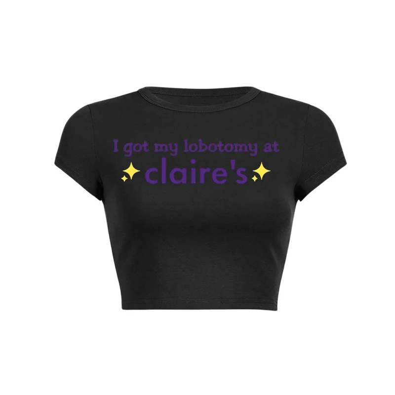 Ik kreeg mijn lobotomie bij Claires Y2K Baby Tee Crop Top