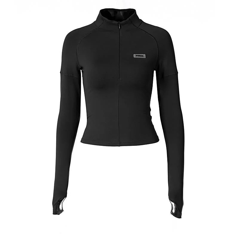 Grunge zip-up long sleeve high neck top