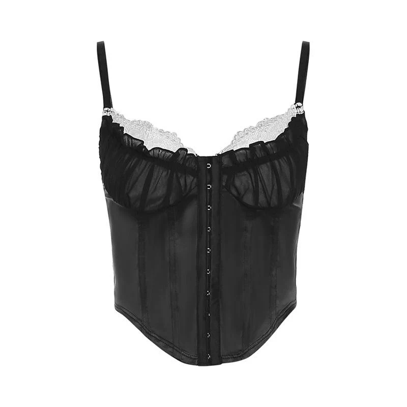Fairycore kanten patchwork korset crop top