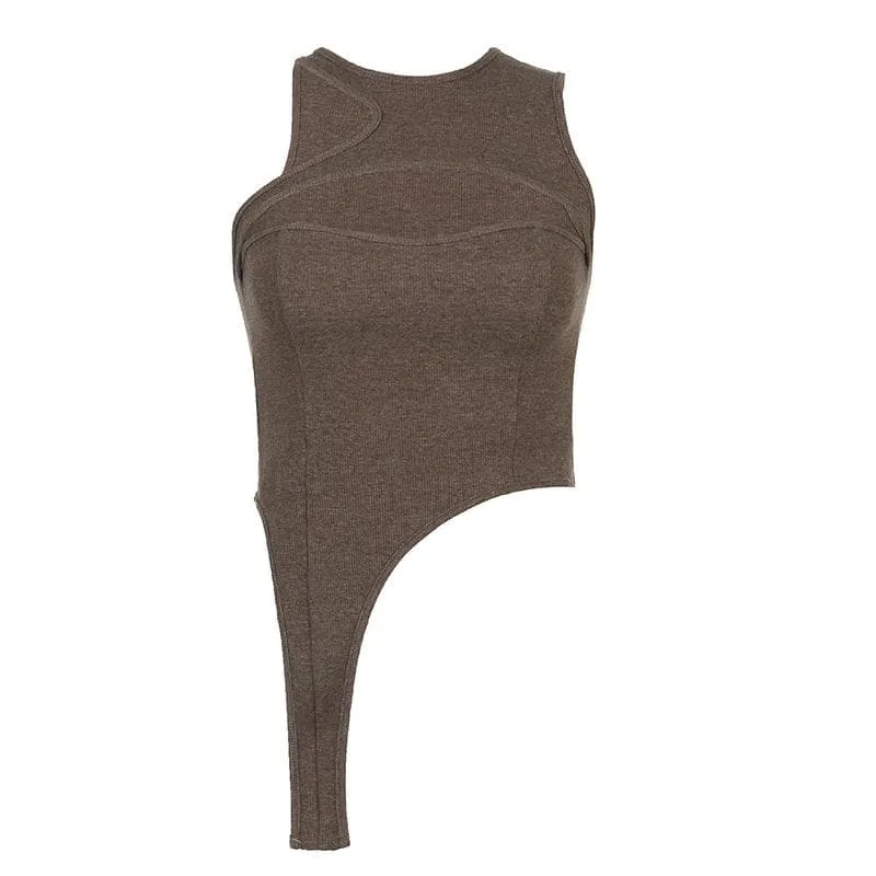 Y2K ribbed hollow out sleeveless irregular top
