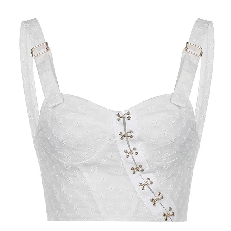 Y2K metal flora irregular cami top