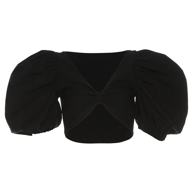 Fairycore crop top met pofmouwen