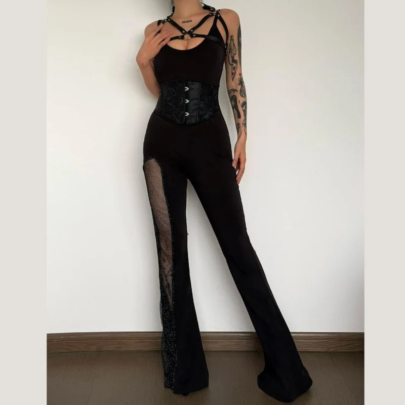 Gotische mouwloze mesh flared top