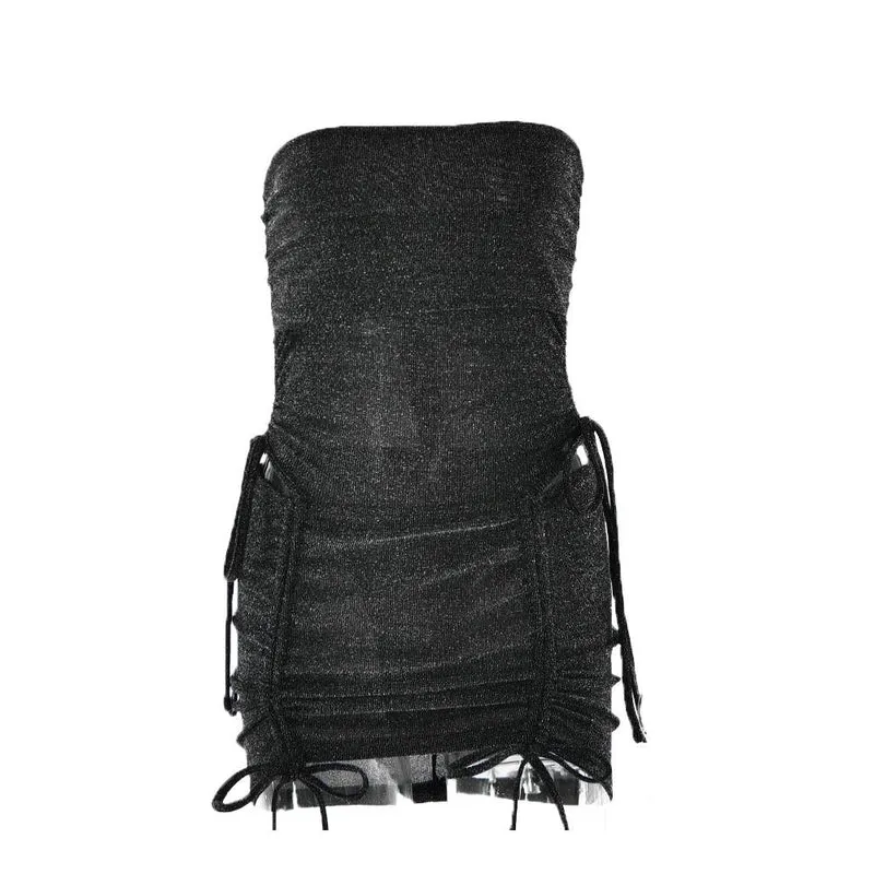 Grunge minirok met trekkoord en open rug, inclusief set