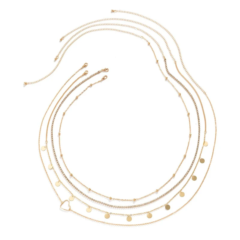 Y2K hartvormige strass-steentjes tailleketting (4 stuks)