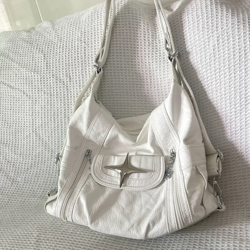 Crossbody tas van PU leer met sterrenapplicatie en ritssluiting