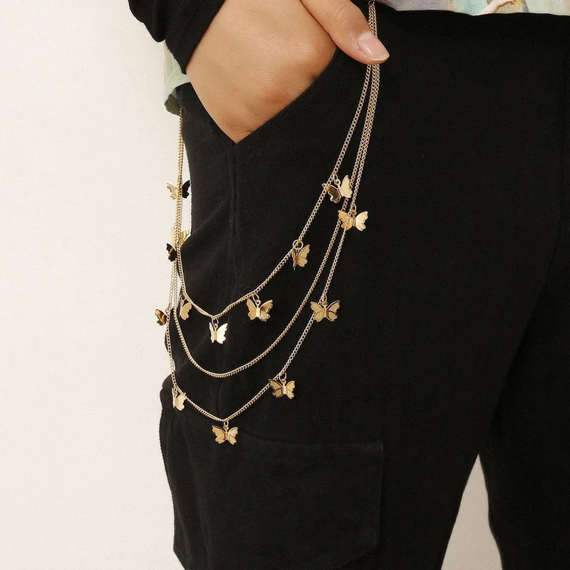 Y2K vlinderapplicatie gelaagde tailleketting