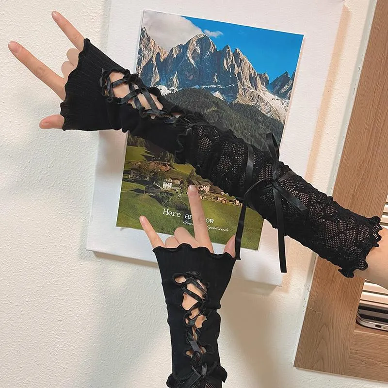 Ruffle zelfstrikkende kanten patchwork handschoenen