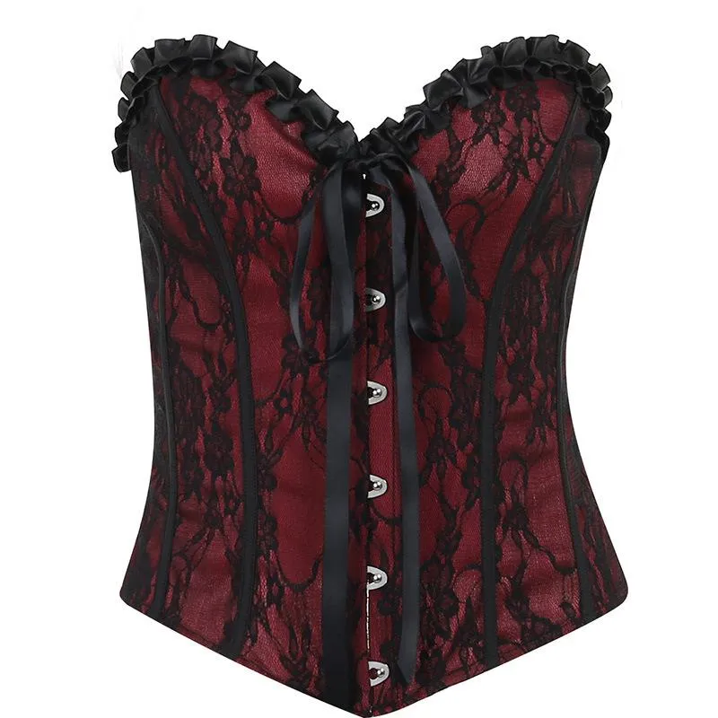 Gotische top met sweetheart-halslijn en open rug, korsettop