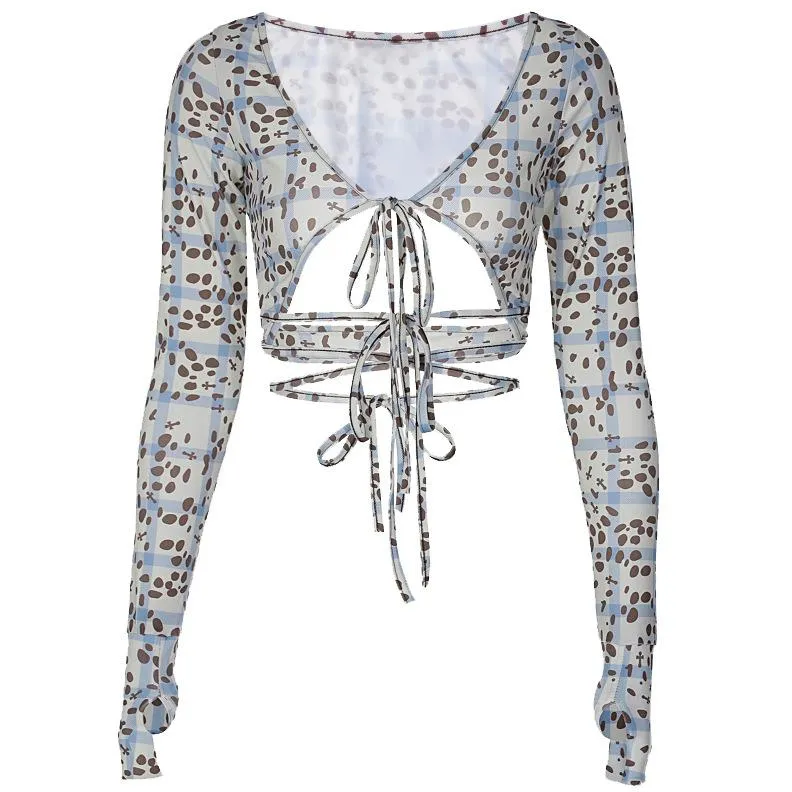 Y2K crop top met stippen en open details