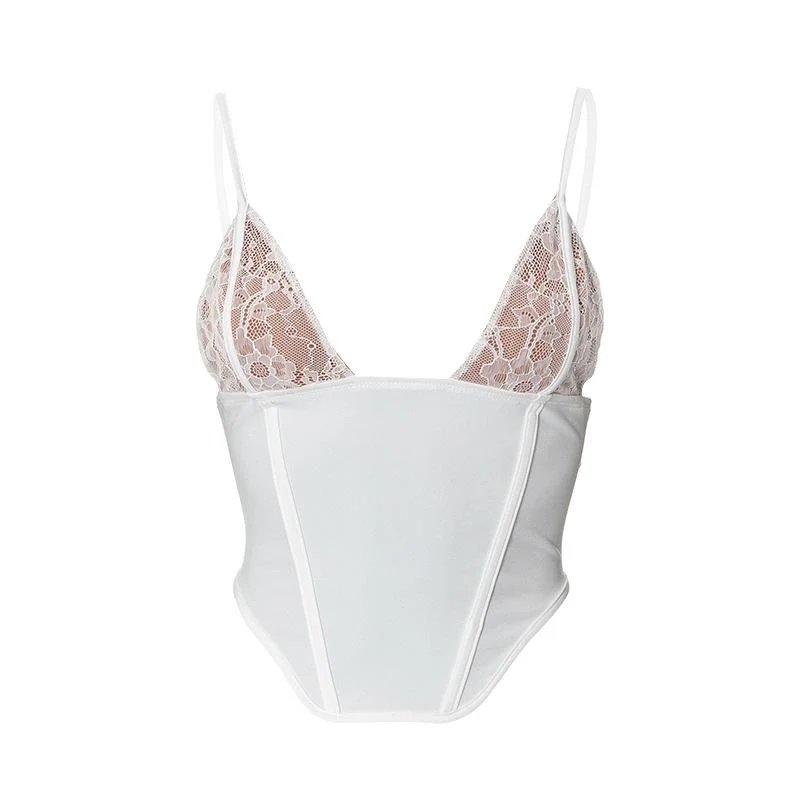 Y2K kanten backless korset cami top