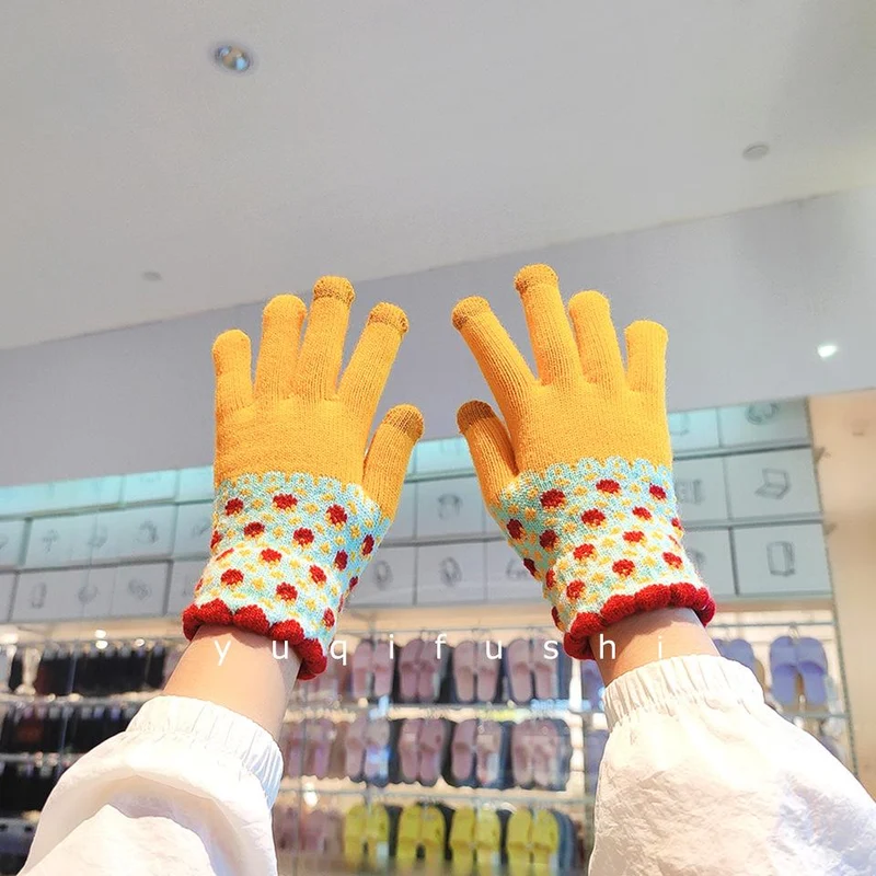 Fairycore patchwork bloemen vingerloze handschoenen