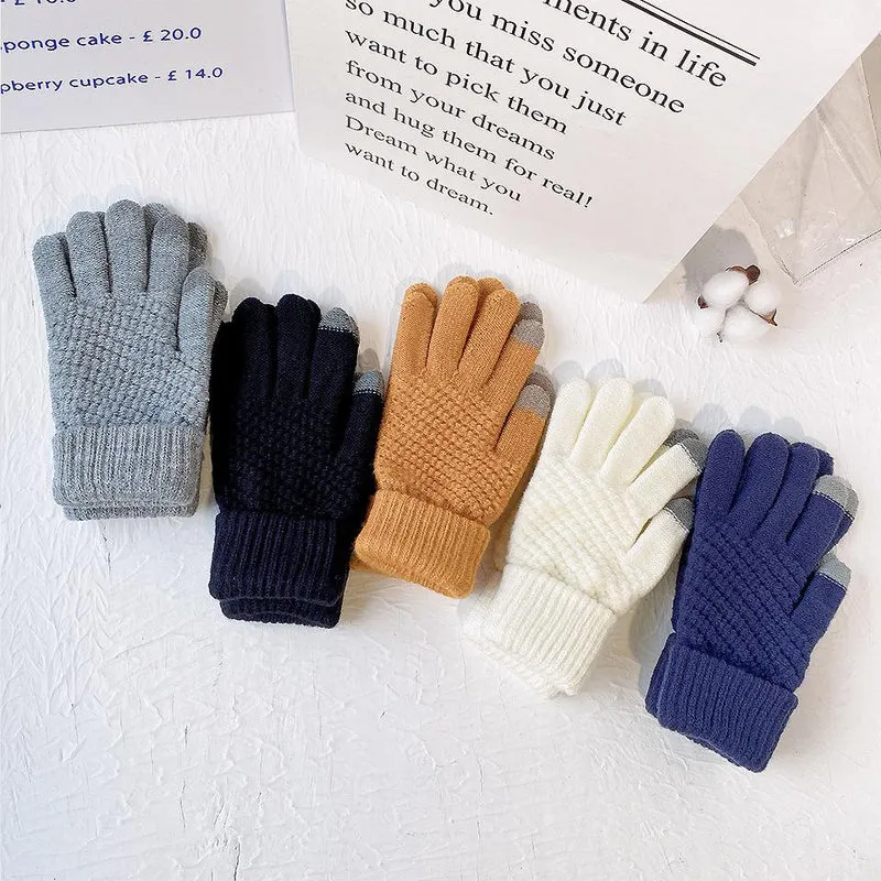 Grunge touchscreen fleece gebreide handschoenen
