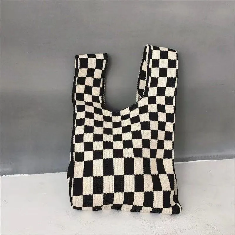 Geruite contrast handtas